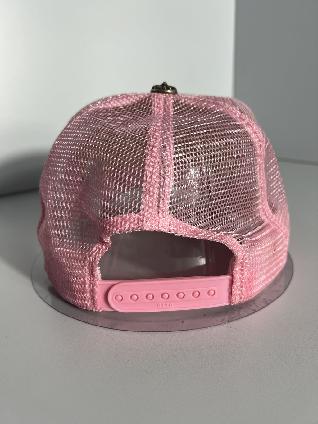 Chrome Hearts Las Vegas Pink Trucker Hat Silver Button