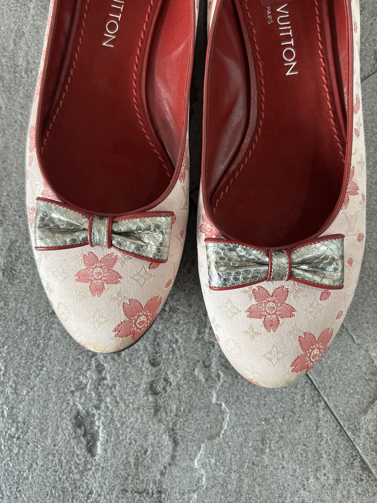 Louis Vuitton Floral Ballet Flats Pink Bow EU38