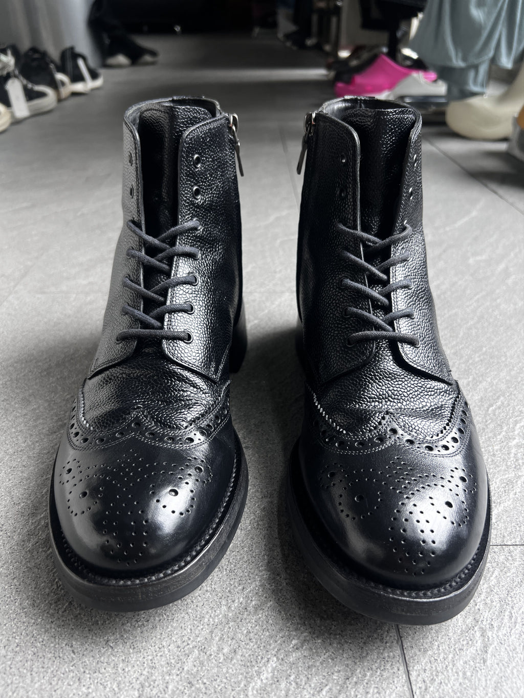 Prada Full Brogue Leather Boots Size 7