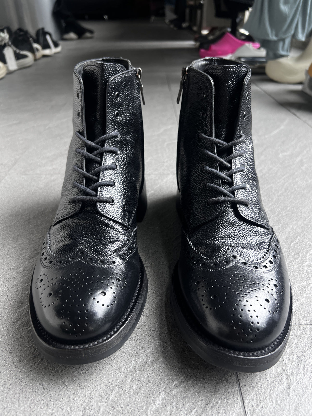 Prada Full Brogue Leather Boots Size 7