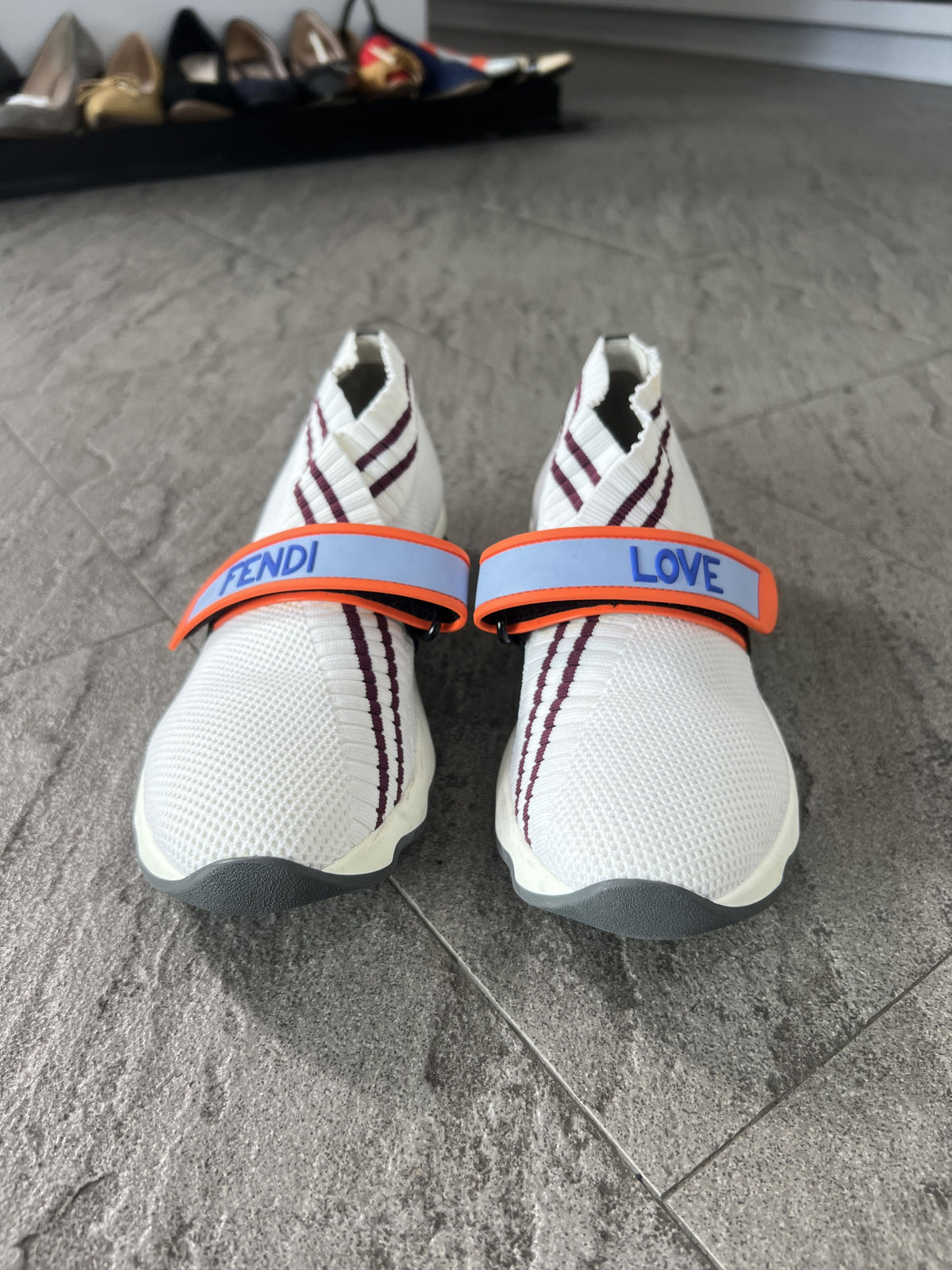 FENDI LOVE Strap Sock Sneakers White EU38