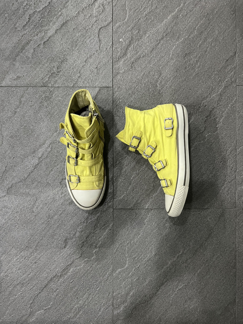 ASH Virgin Bis Multi Buckle High Top Sneakers Yellow EU38