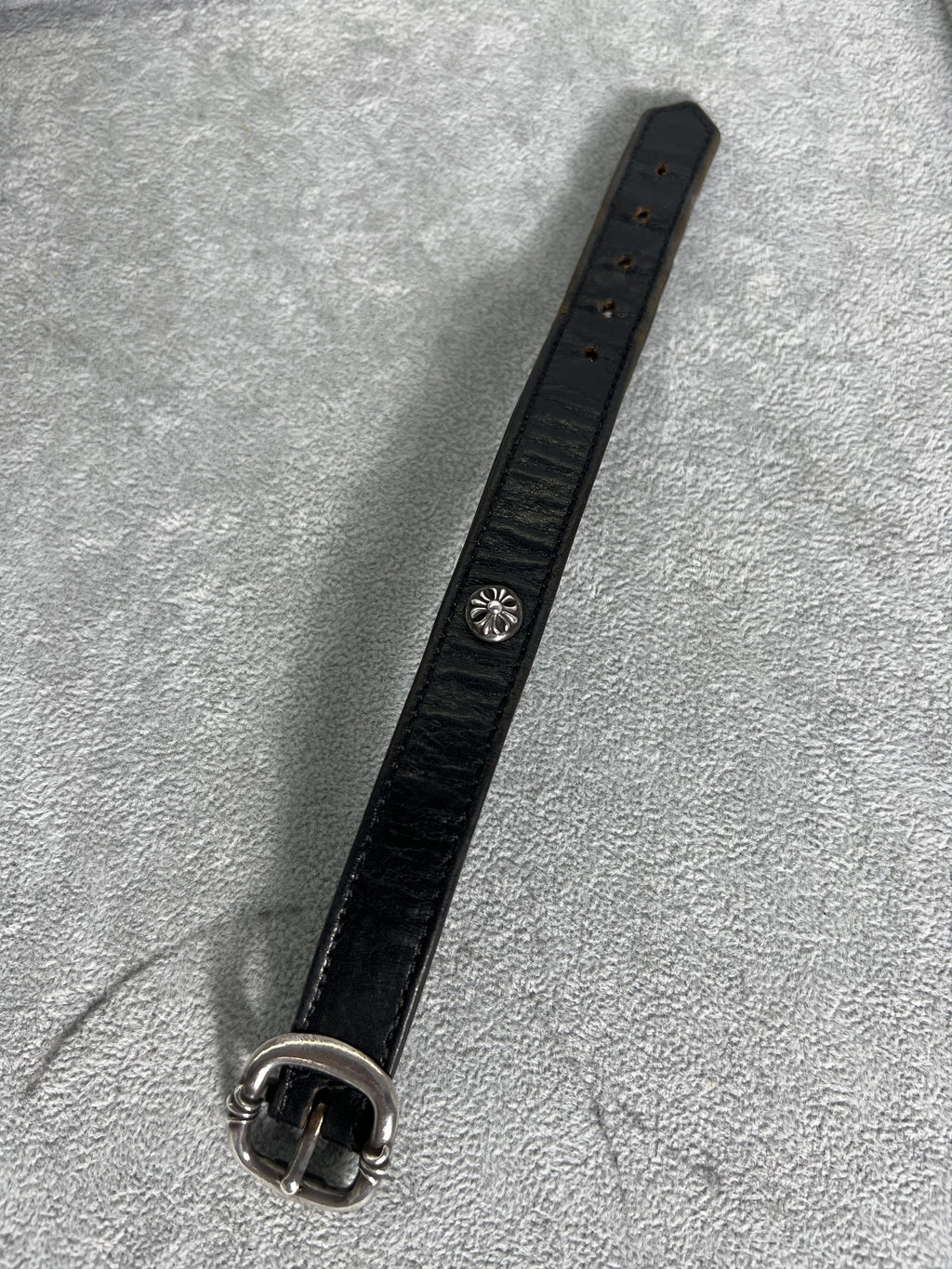 Chrome Hearts Leather Bracelet Floral Buckle 925