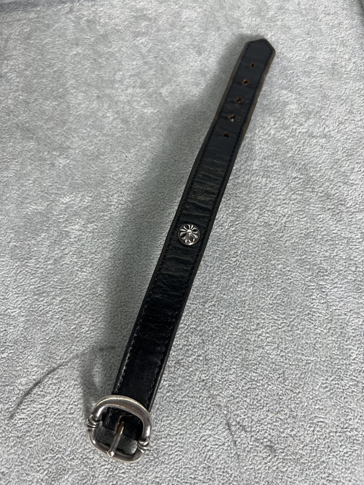 Chrome Hearts Leather Bracelet Floral Buckle 925