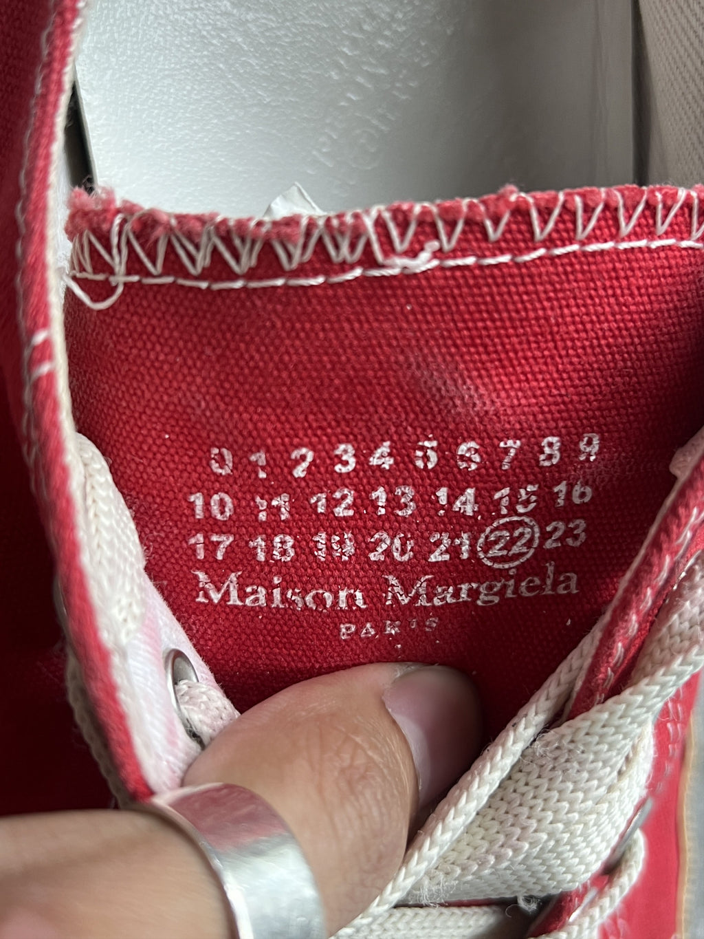 Maison Margiela Red Canvas Tabi Sneakers 27.5cm