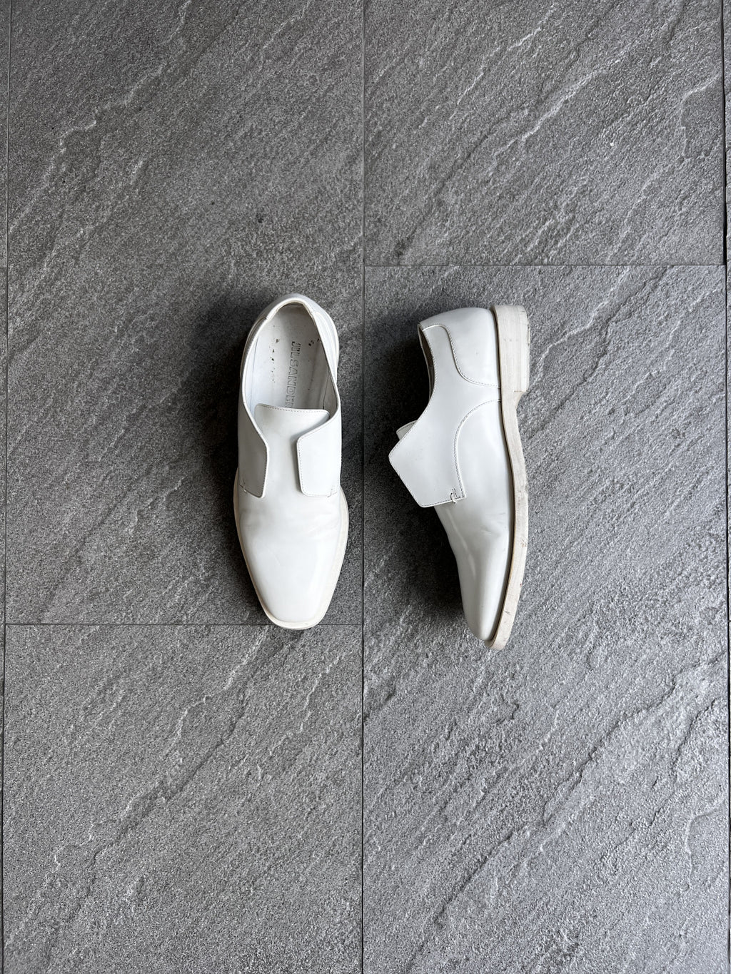 Jil Sander White Leather Concealed Lace Derby EU37