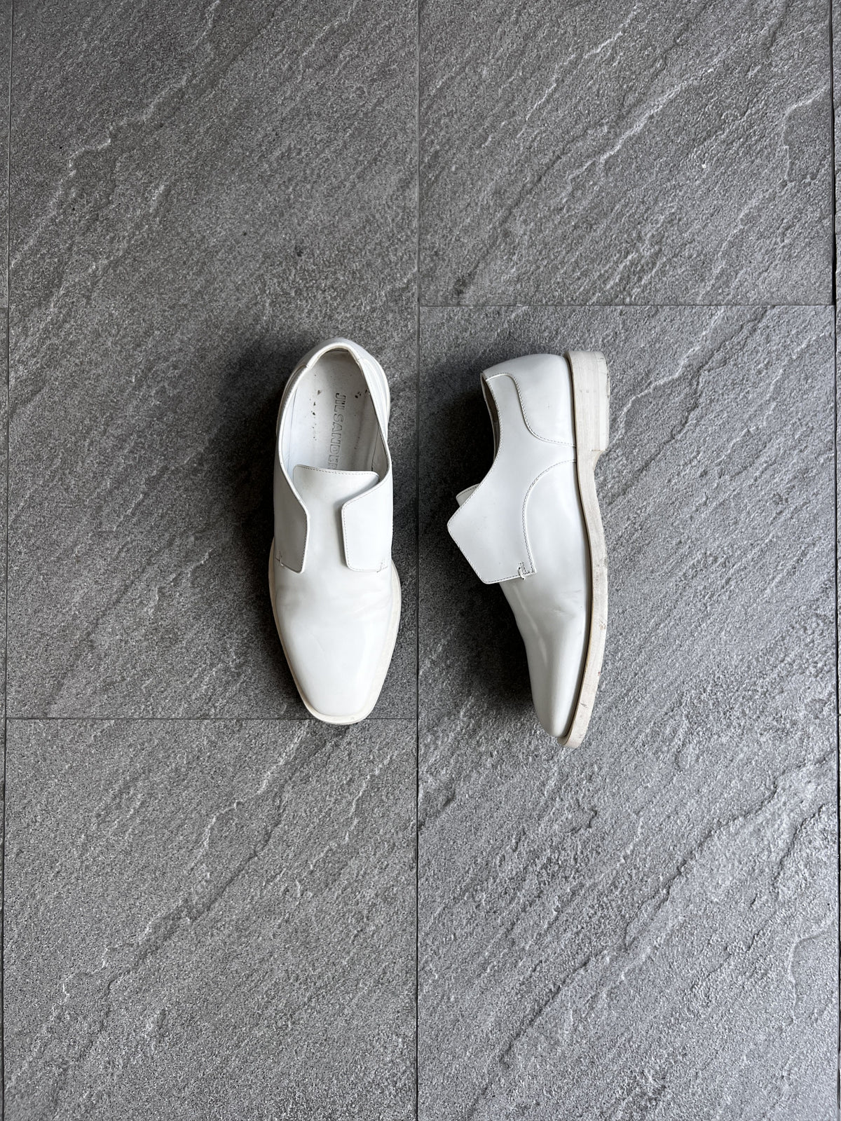 Jil Sander White Leather Concealed Lace Derby EU37