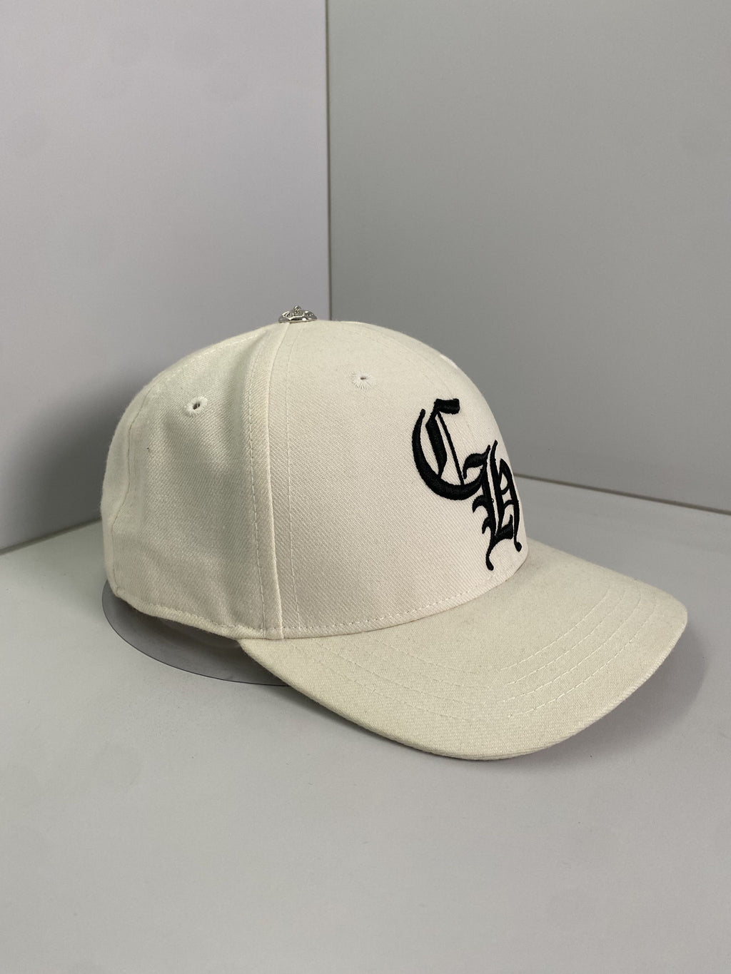 Chrome Hearts Ivory Black CH Monogram Fitted Cap