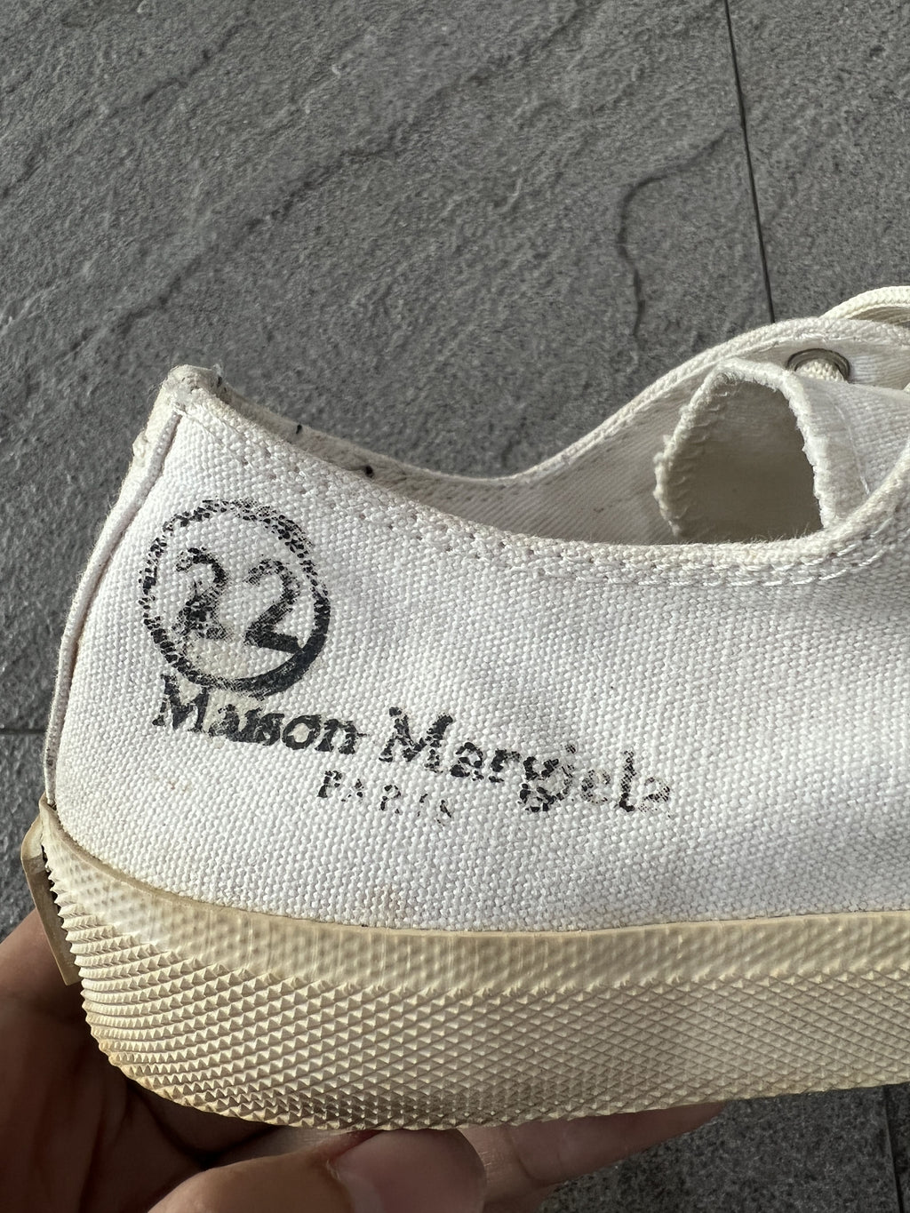 Maison Margiela Tabi Canvas Low Top Sneaker White Gum EU40