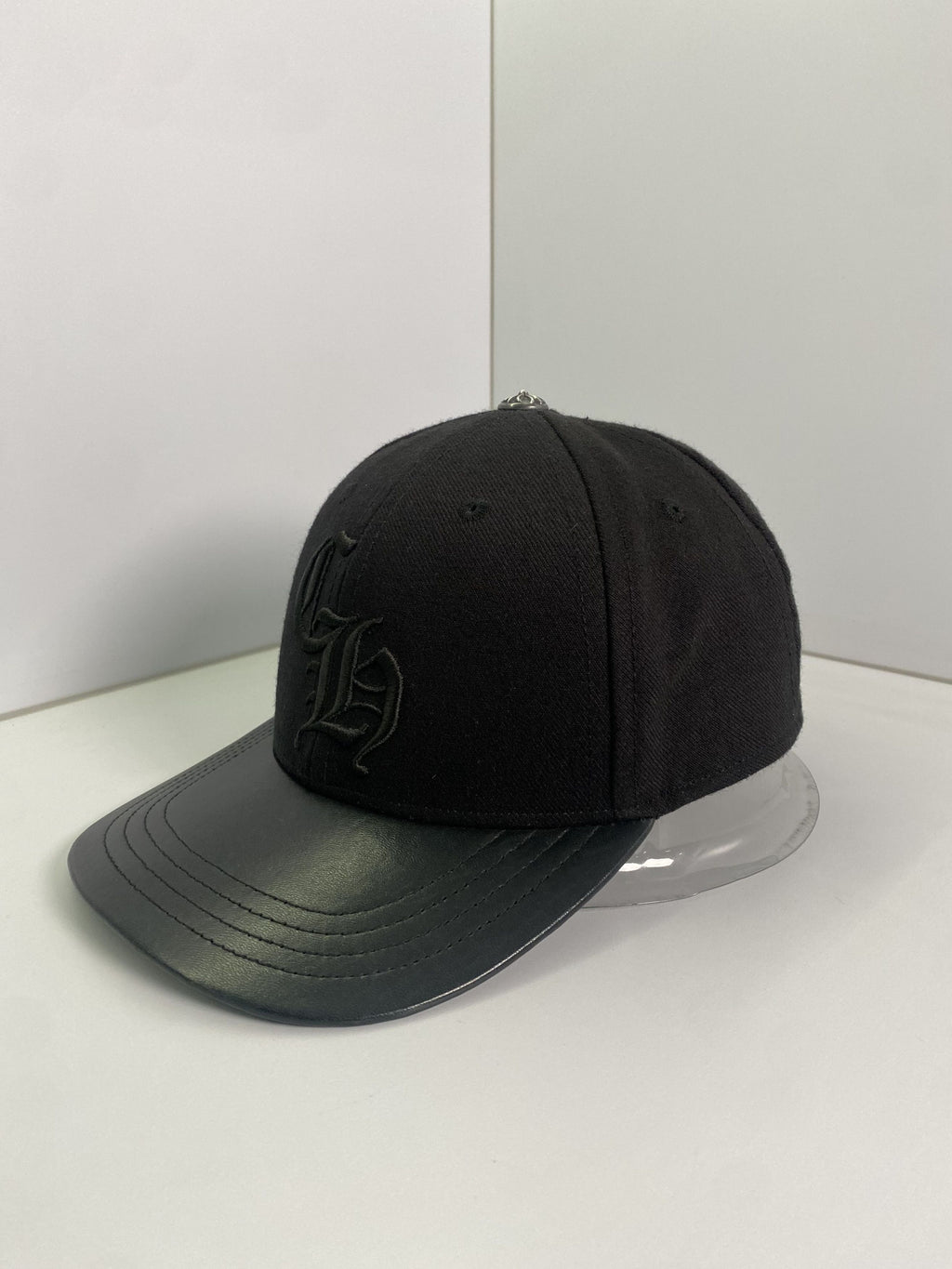 Chrome Hearts Black CH Monogram Leather Brim Fitted Cap