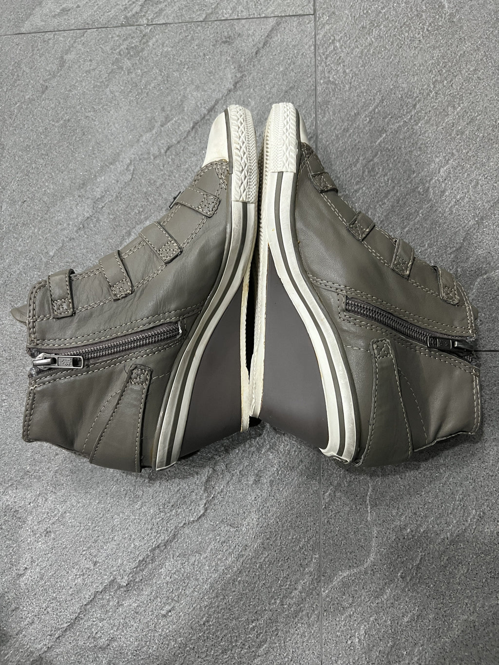 ASH Virgin Leather Multi Buckle Wedge Sneakers EU36