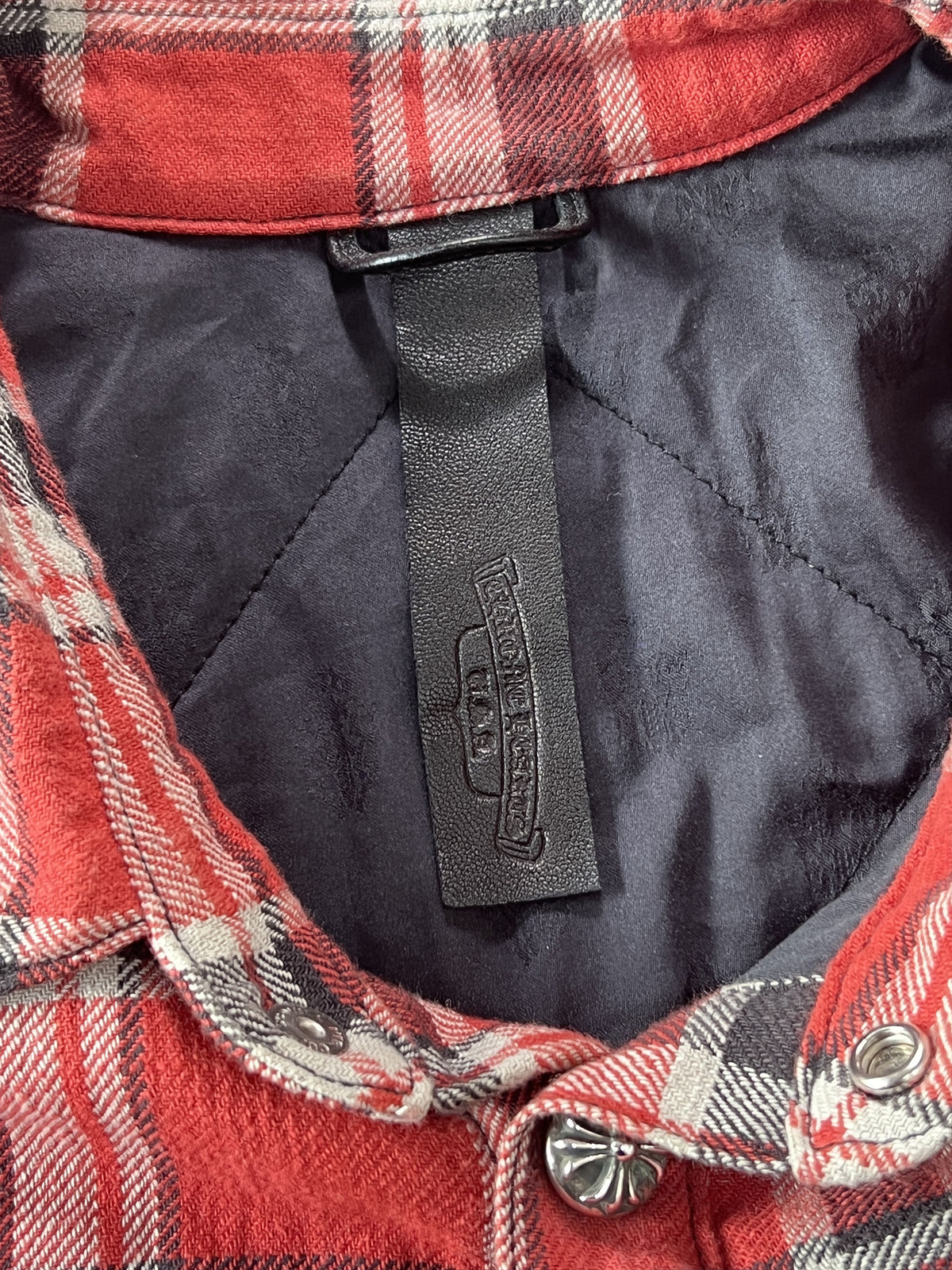 Chrome Hearts Red Plaid Cross Flannel Jacket XL