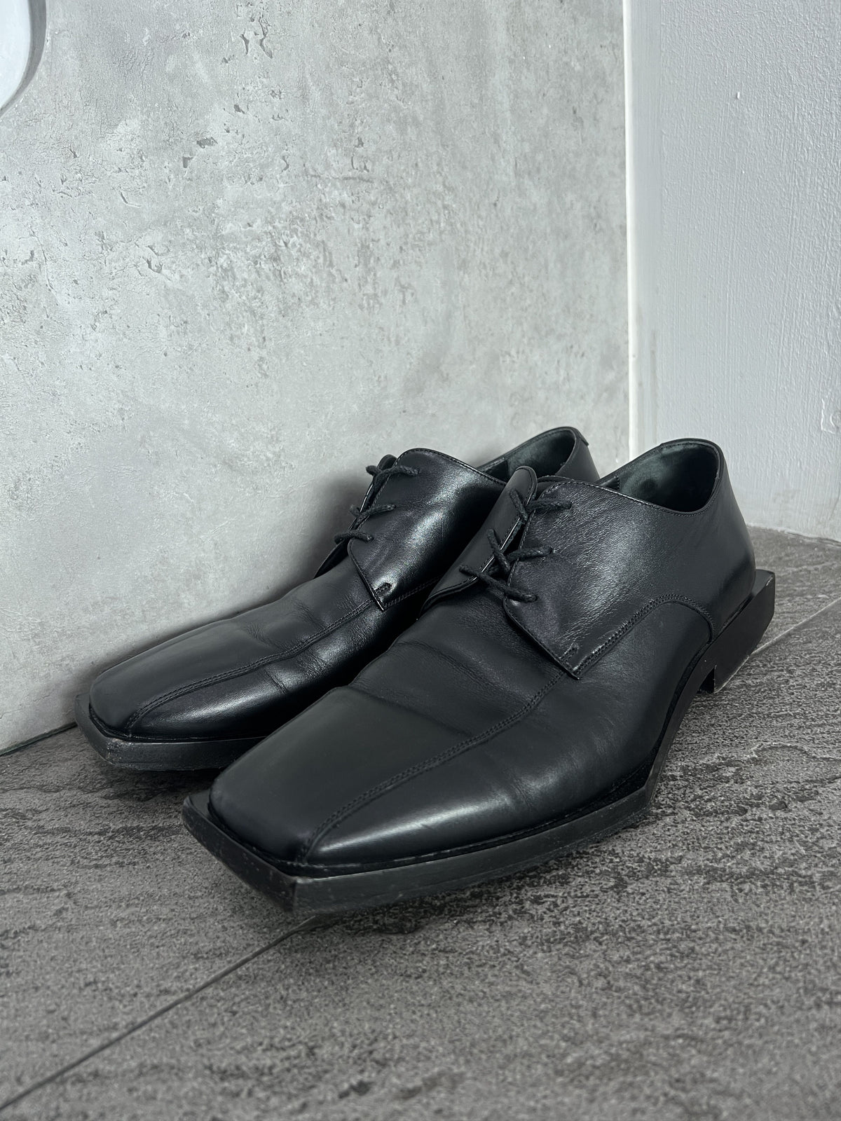 Balenciaga Square Toe Leather Derby Shoes EU41