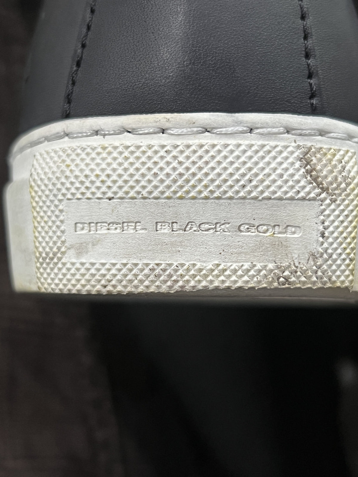 Diesel Black Gold Eyelet Leather High-Top Sneakers EU41