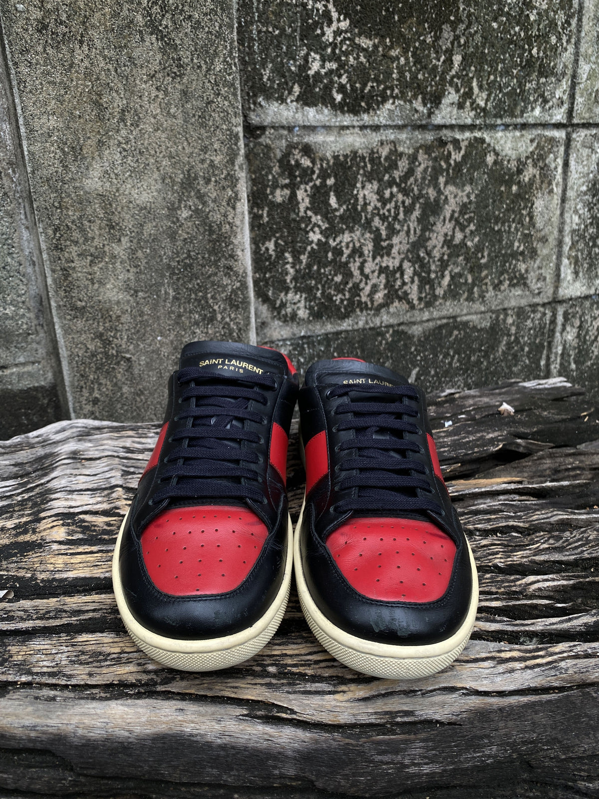 Saint Laurent Black Red Leather Sneakers EU 40
