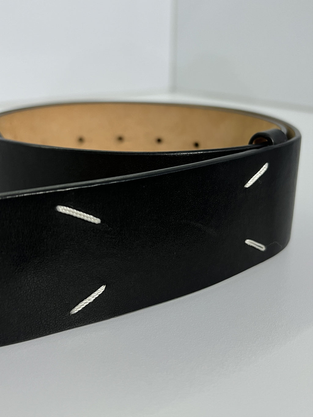 Maison Margiela Stitch Leather Belt Black Size S (27-31'')