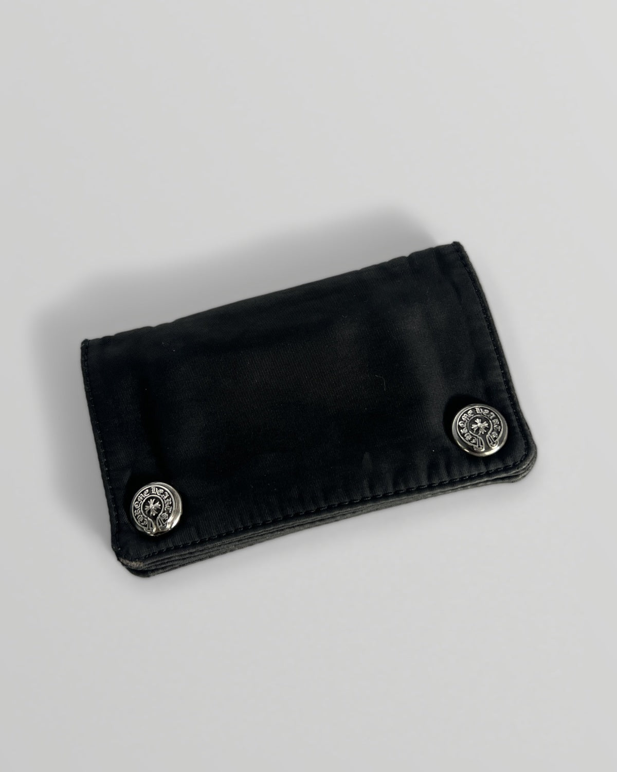 Chrome Hearts 1 Zip Nylon Snap Wallet Cross Button Black