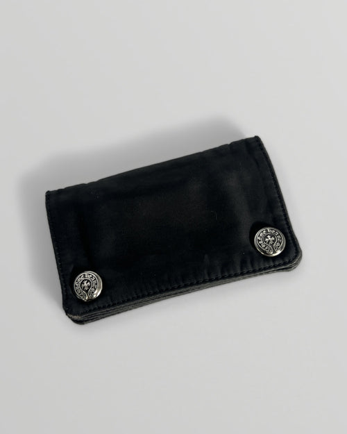 Chrome Hearts 1 Zip Nylon Snap Wallet Cross Button Black