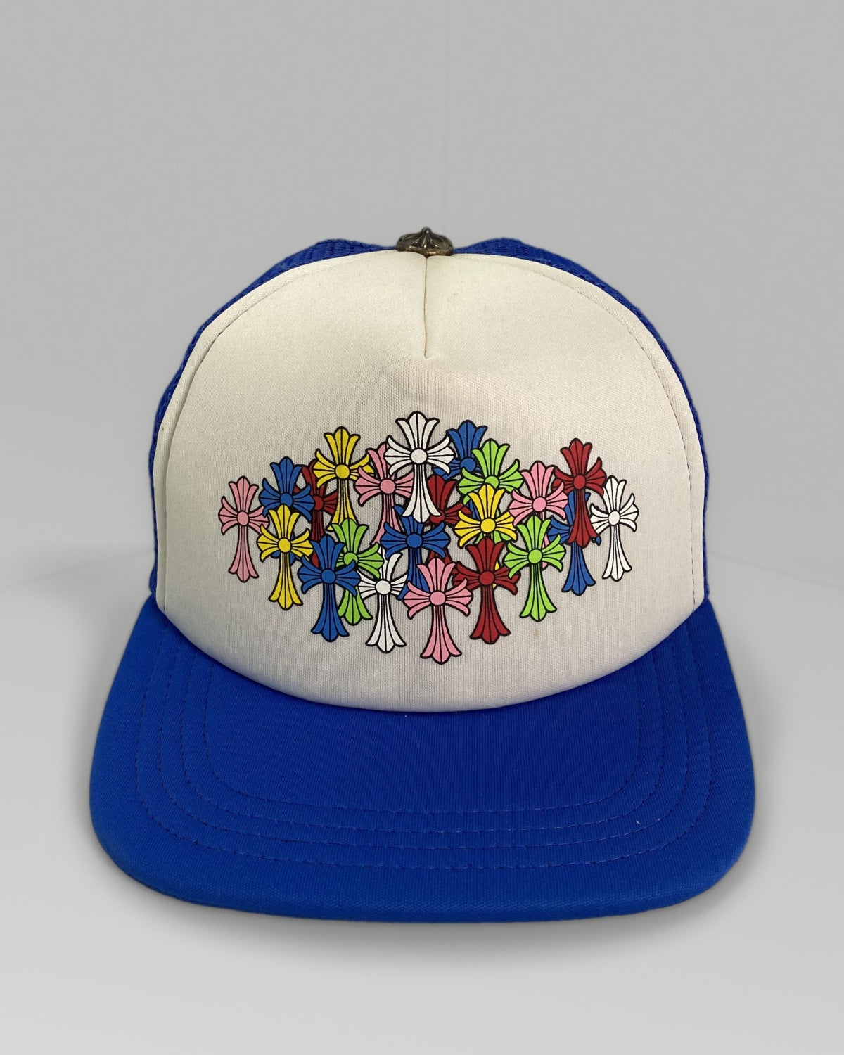 Chrome Hearts Blue Multi Color Cross Trucker Hat