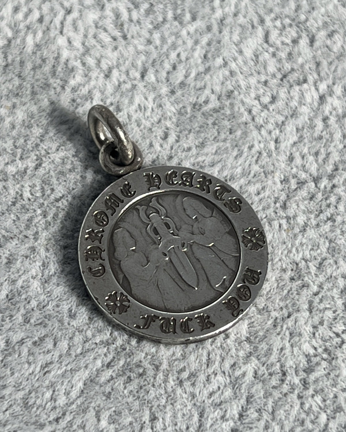 Chrome Hearts Dagger Medallion Pendant Charm Silver