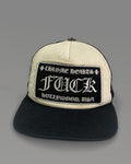 Chrome Hearts FUCK Hollywood Black Cream Trucker Hat