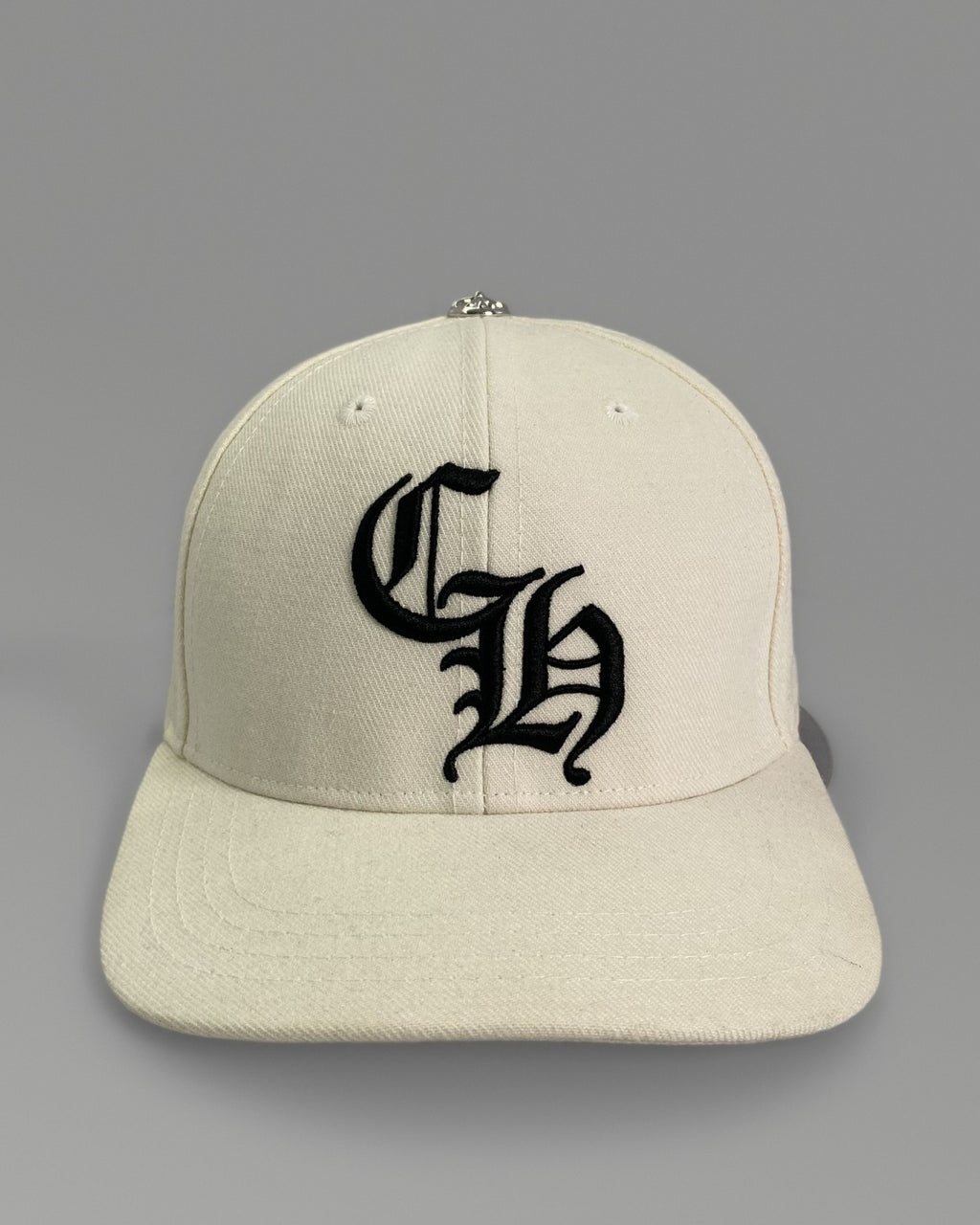 Chrome Hearts Ivory Black CH Monogram Fitted Cap