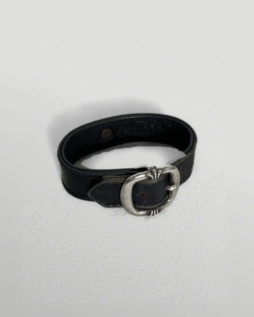 Chrome Hearts Leather Bracelet Floral Buckle 925