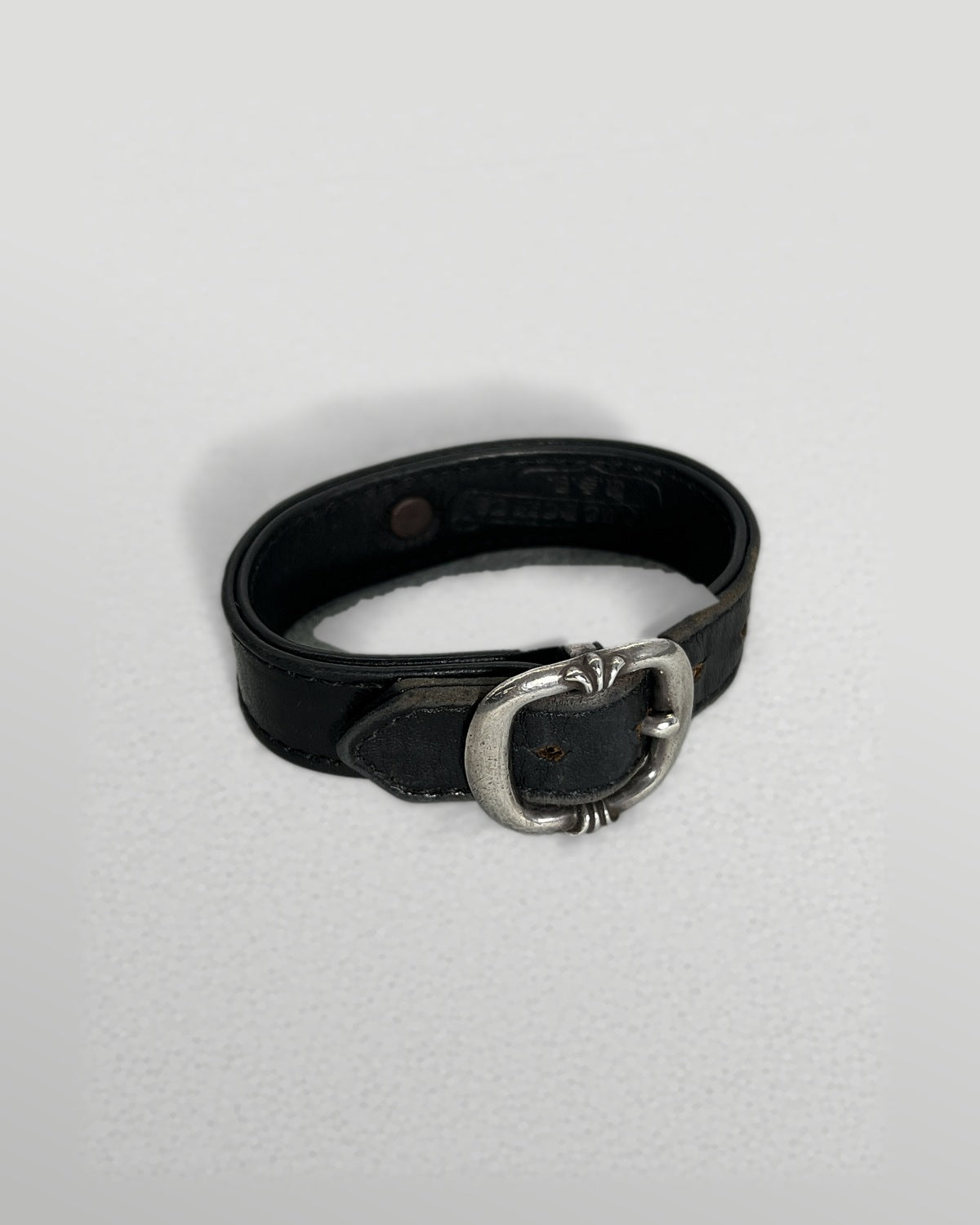 Chrome Hearts Leather Bracelet Floral Buckle 925