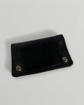 Chrome Hearts Leather Snap Wallet Silver Buttons Black