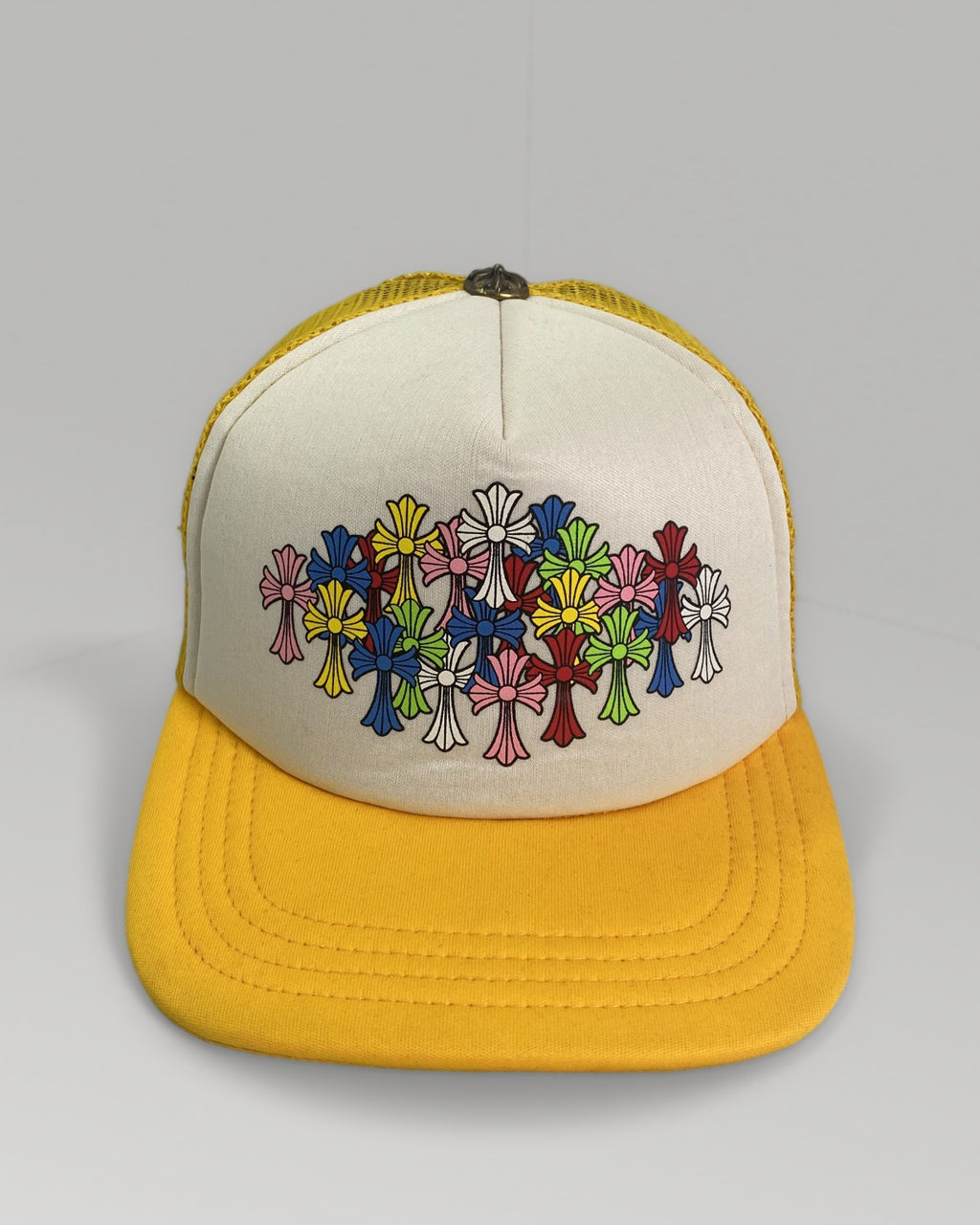 Chrome Hearts Yellow Multi Color Cross Trucker Hat
