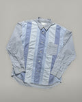 Comme des Garçons blue and white patchwork striped shirt