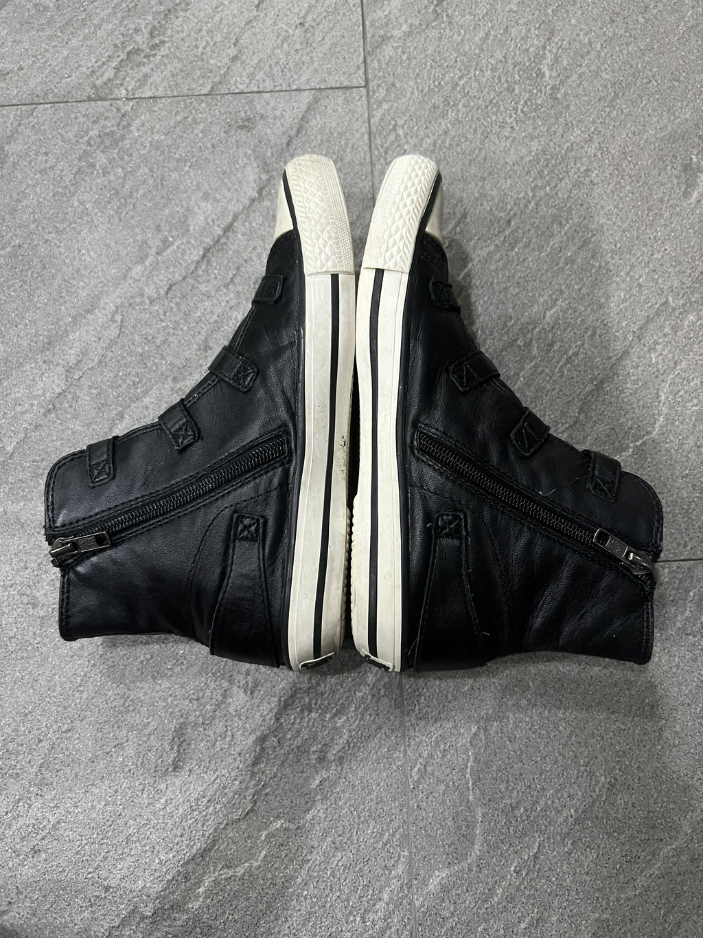 ASH Black Leather Multi Buckle High Top Sneakers EU37
