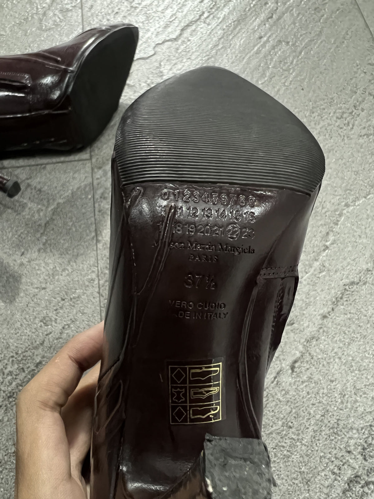 Maison Martin Margiela Oxblood Patent Leather Ankle Boots