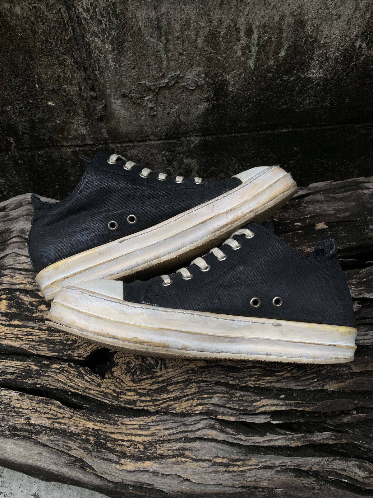 Rick Owens DRKSHDW Ramones Low Black Waxed Canvas Toe EU41.5