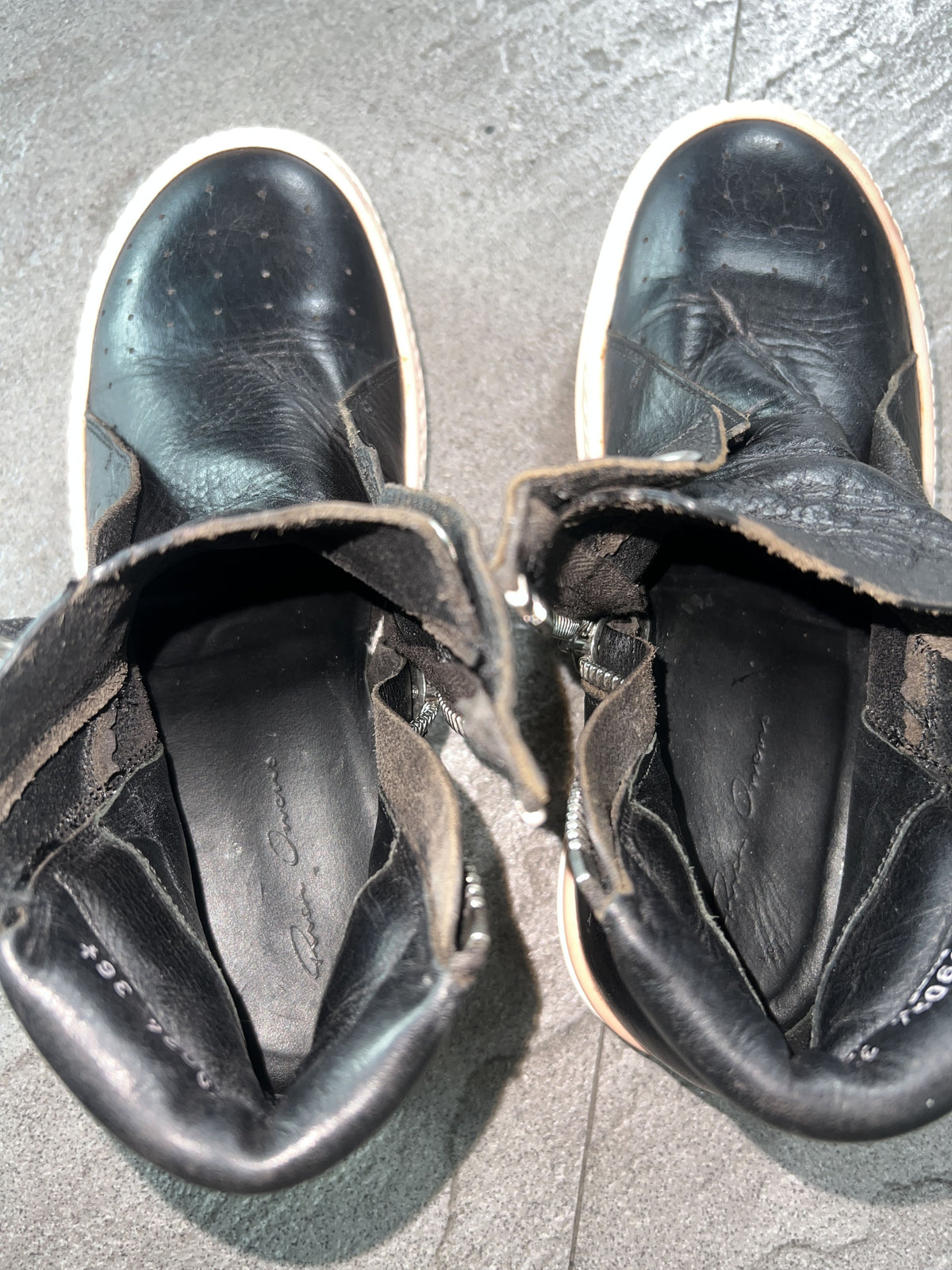 Rick Owens Leather Side Zip Sneakers Black EU36.5