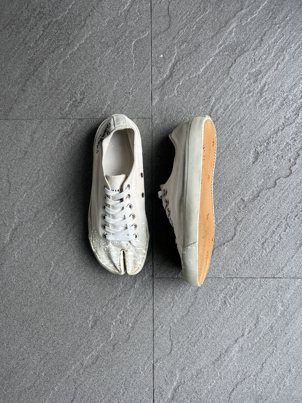 Maison Margiela Painted White Tabi Canvas Sneakers 41