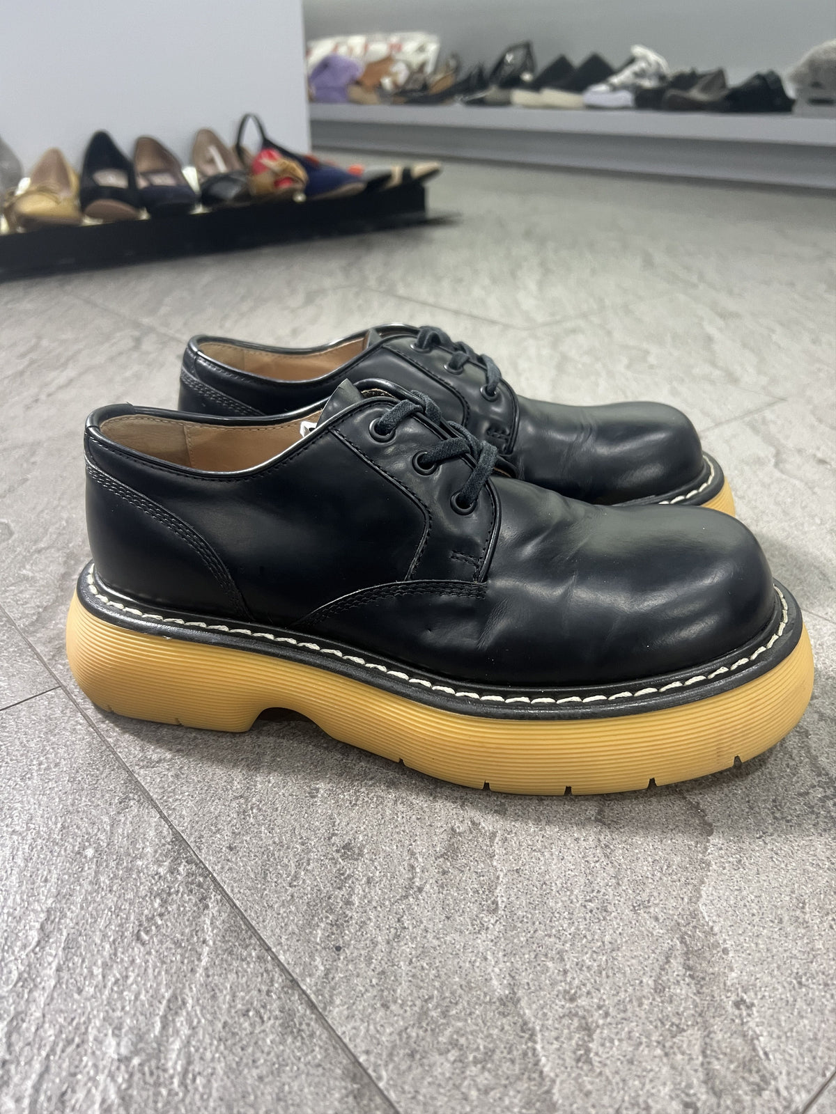 Bottega Veneta Leather Derby Lug Sole Black 40