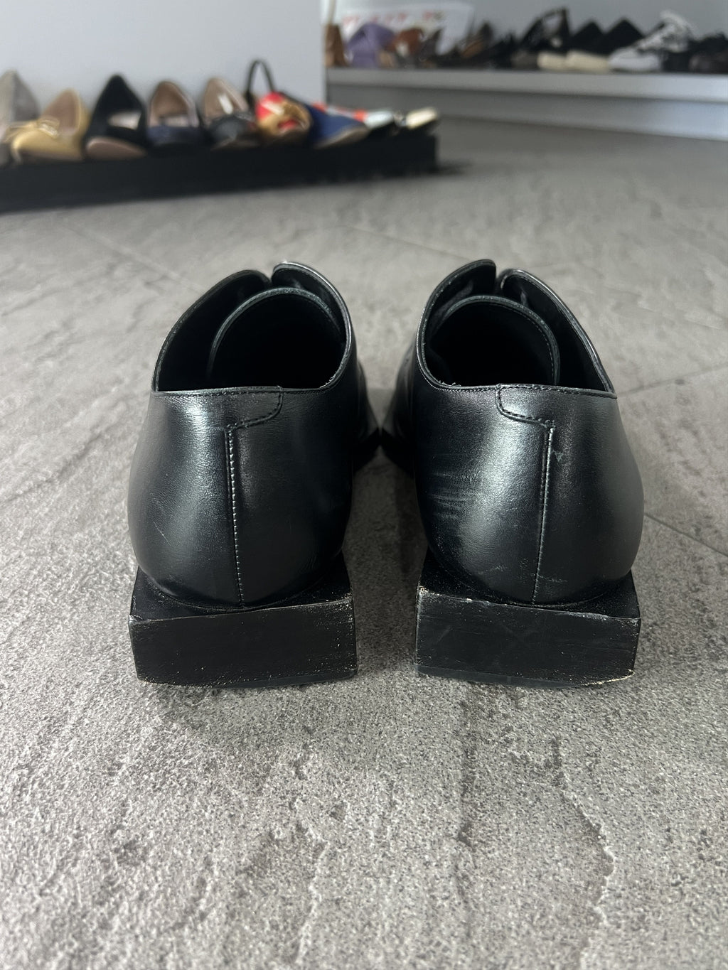 Balenciaga Square Toe Leather Derby Shoes EU41