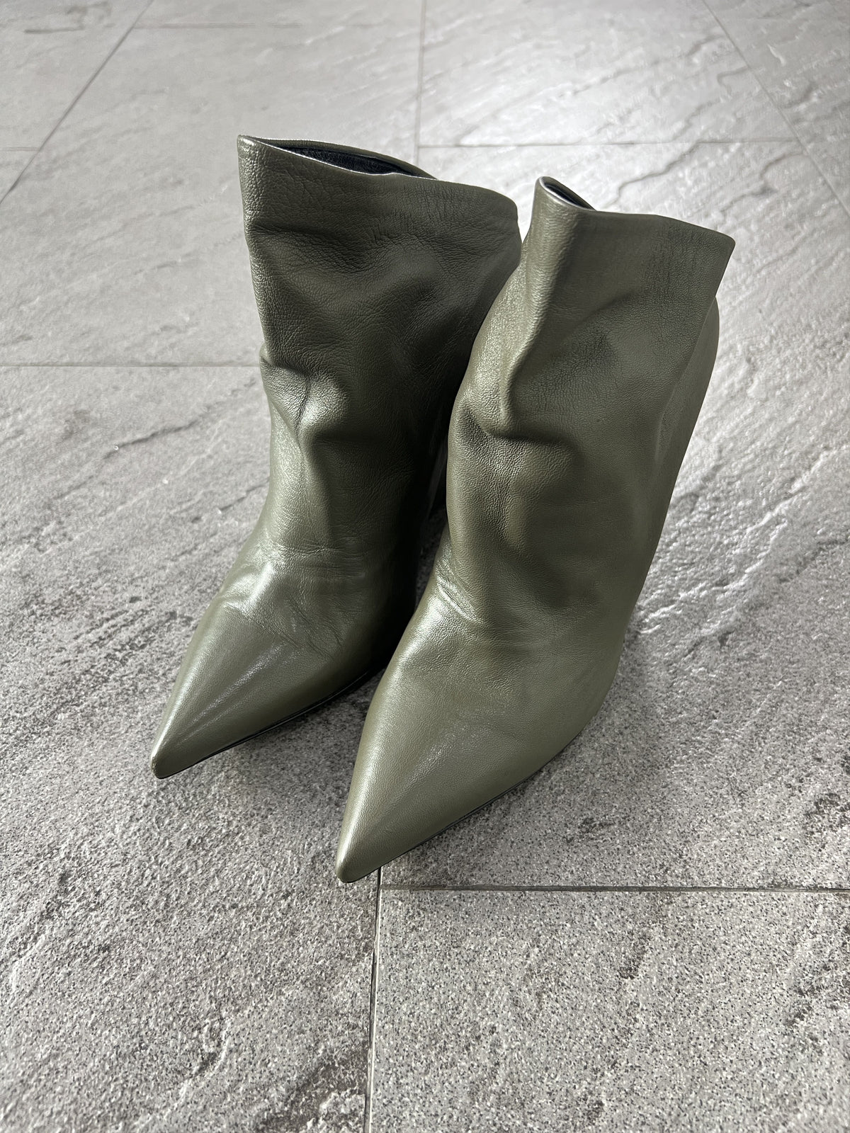 Balenciaga Knife Wedge Ankle Boots Olive Green 36.5