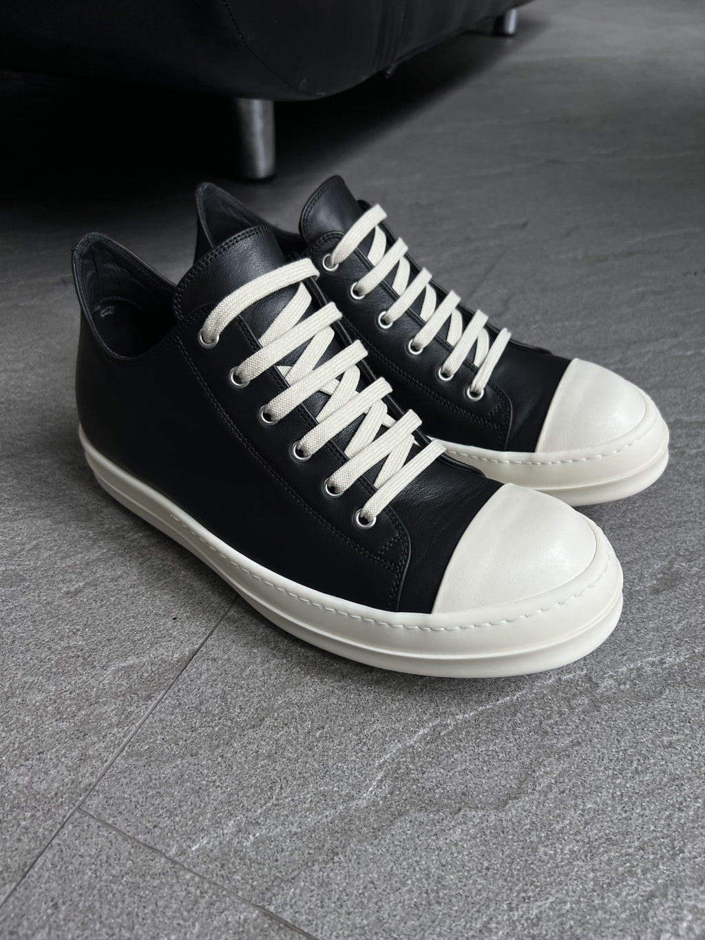 Rick Owens Ramones Low Sneakers Black Milk EU43 New w/ Box