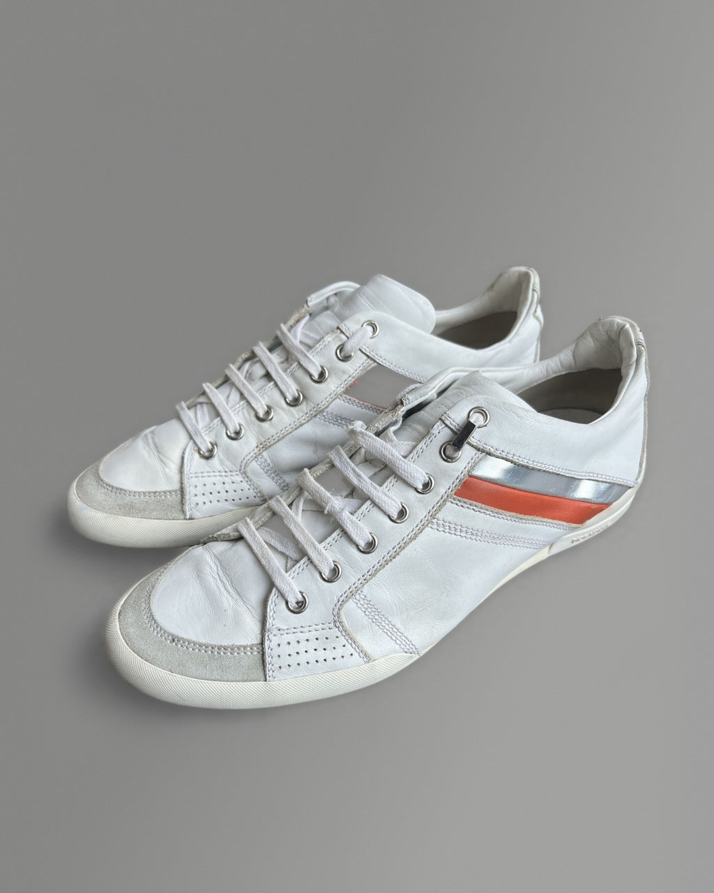 Dior Homme Leather Low Top Sneakers White Orange 41.5