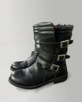 Dirk Bikkembergs 3 Strap Leather Biker Boots Black
