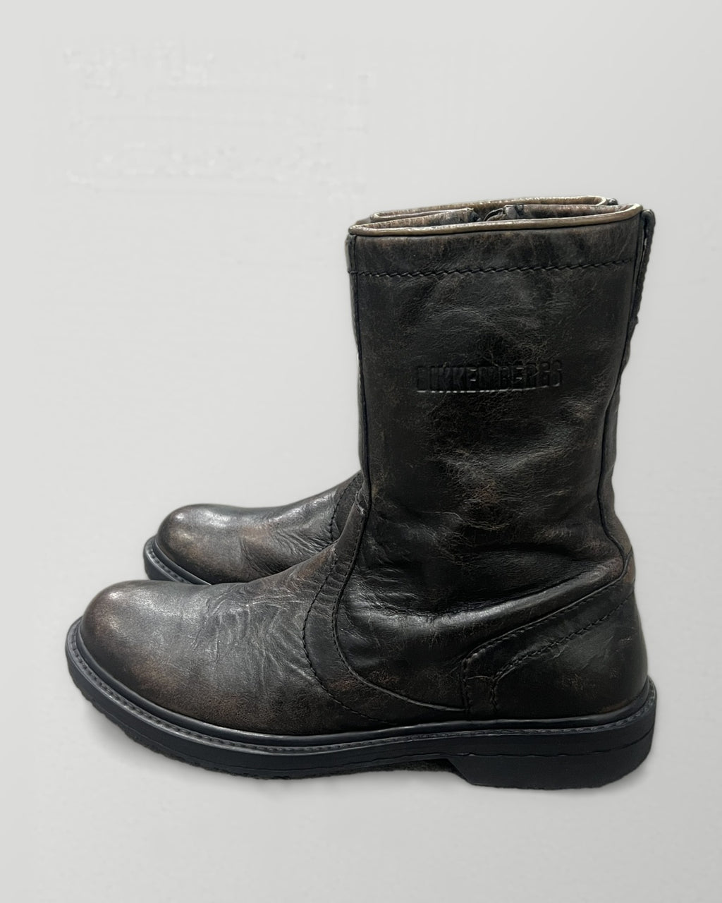 Dirk Bikkembergs Distressed Leather Zip Boots Dark Brown 43