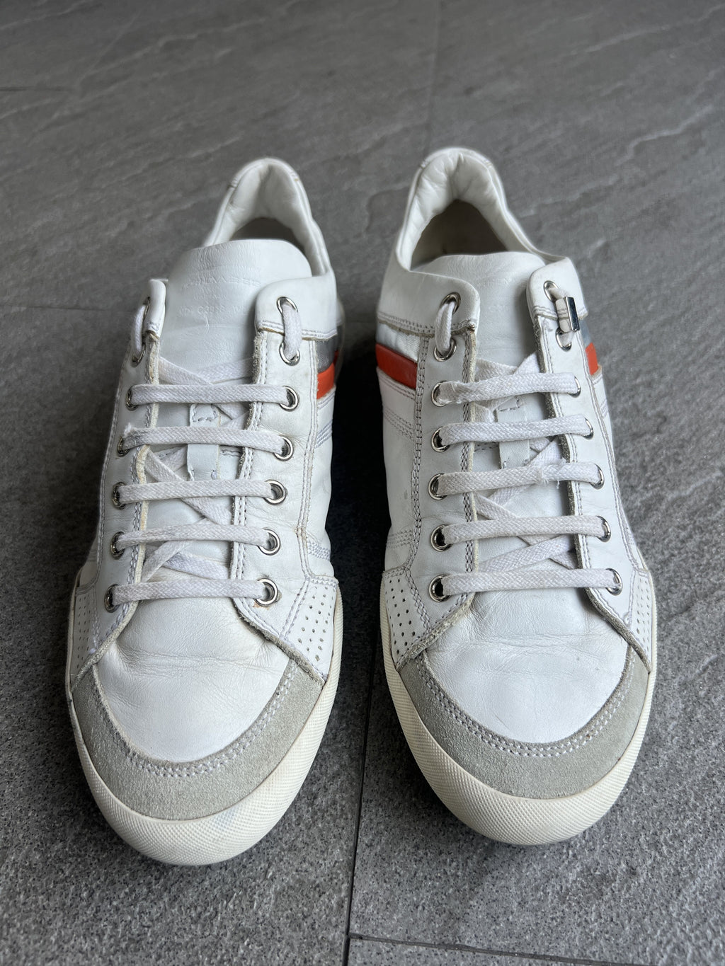 Dior Homme Leather Low Top Sneakers White Orange 41.5