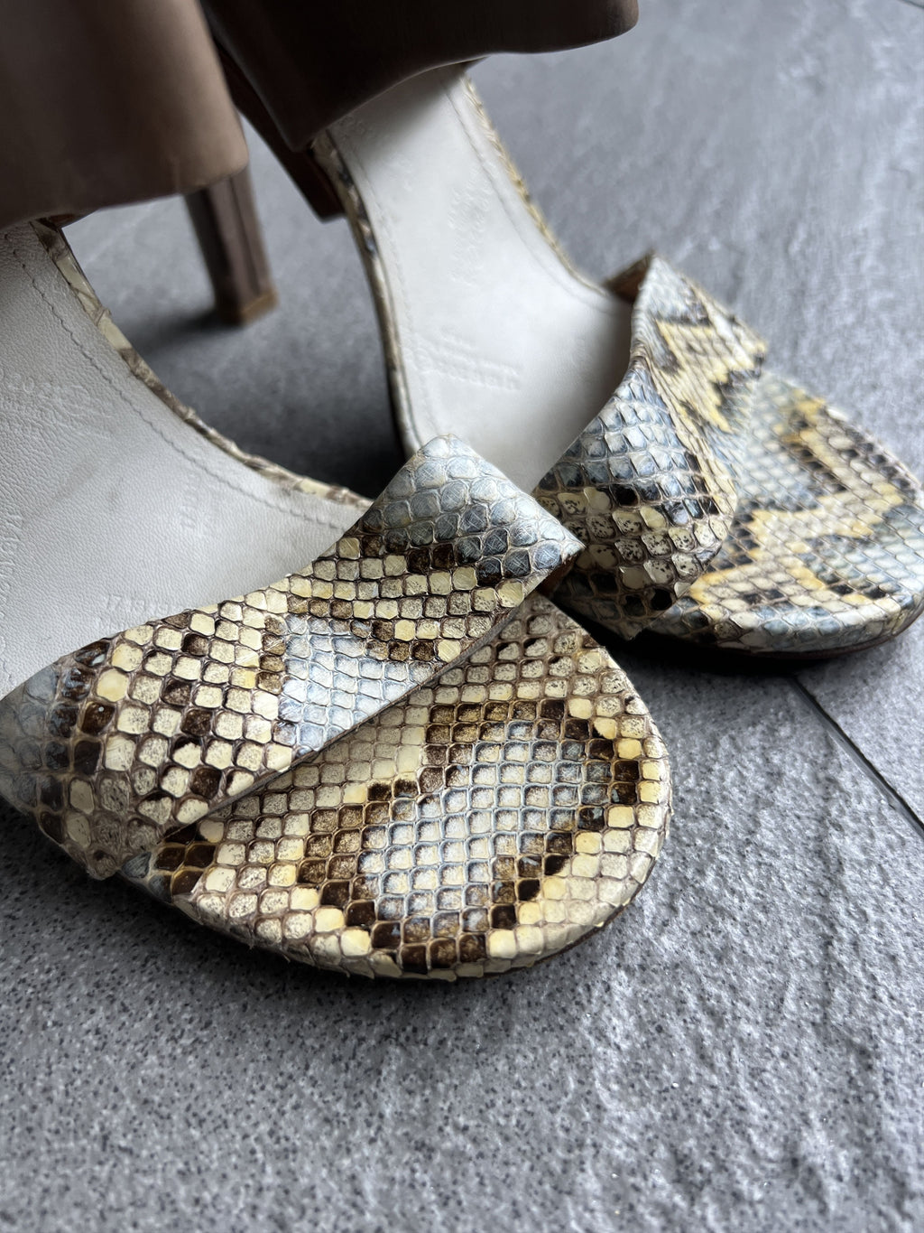 Maison Margiela Snakeskin Open-Toe Ankle Boots 40