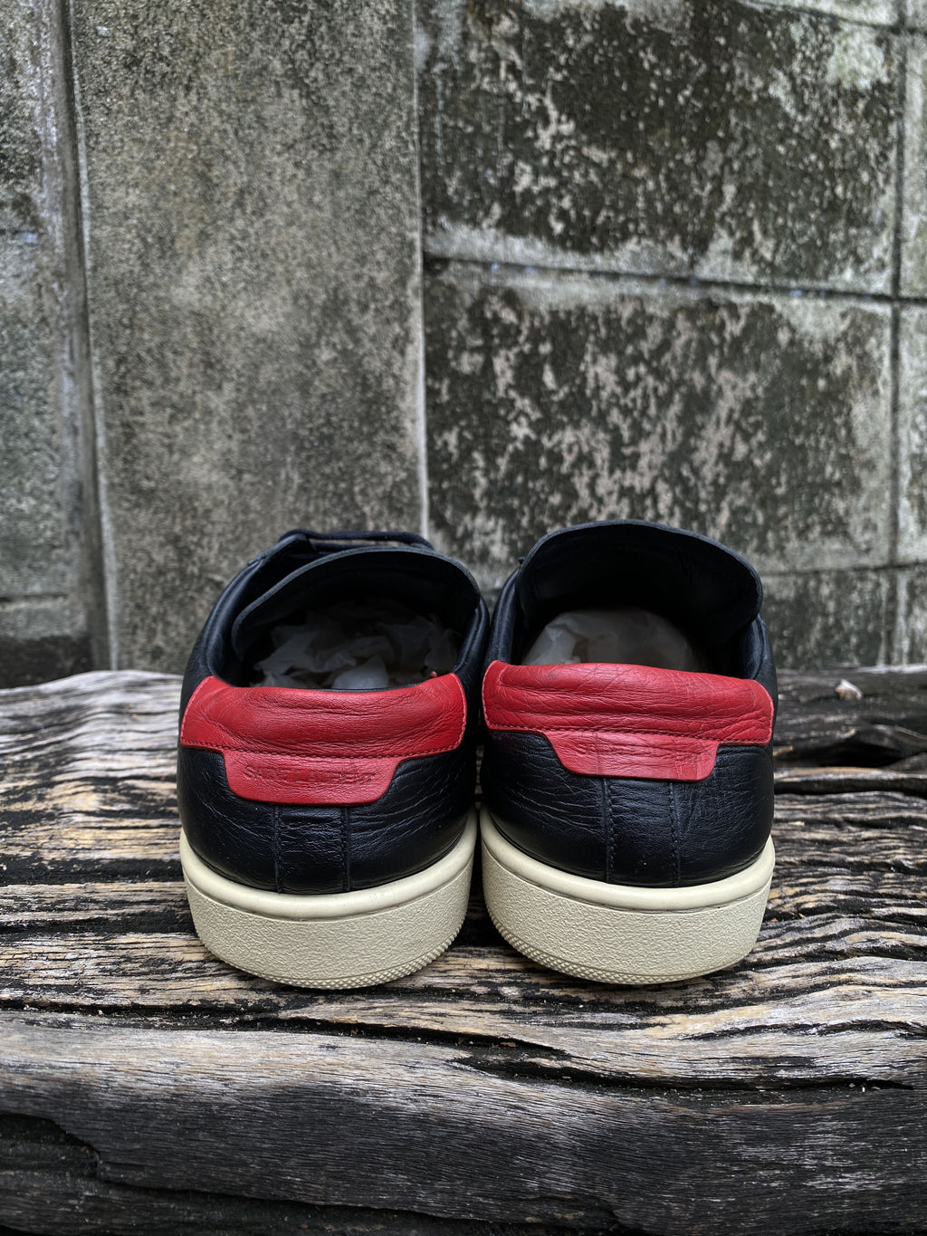 Saint Laurent Black Red Leather Sneakers EU 40