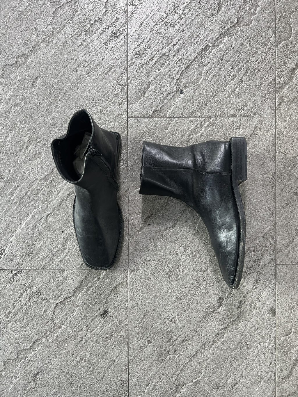 Balenciaga Square Toe Zip Leather Boots EU38 Italy