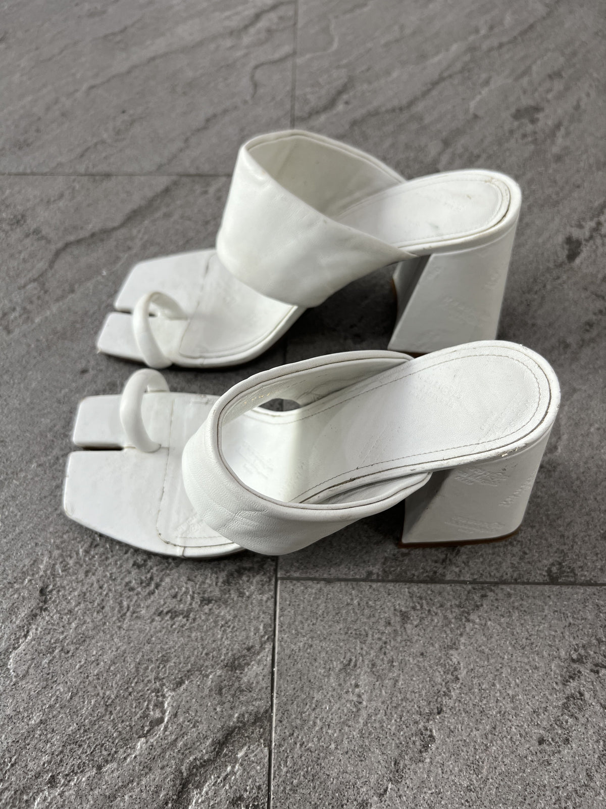 Maison Margiela Tabi White Leather Heel Sandals Size 38