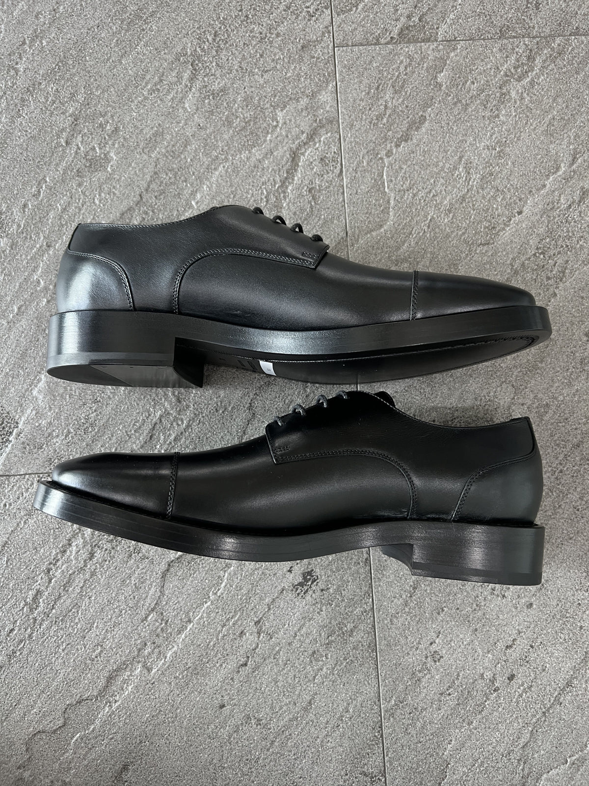 Balenciaga Black Leather Derby Shoes Logo Sole 43