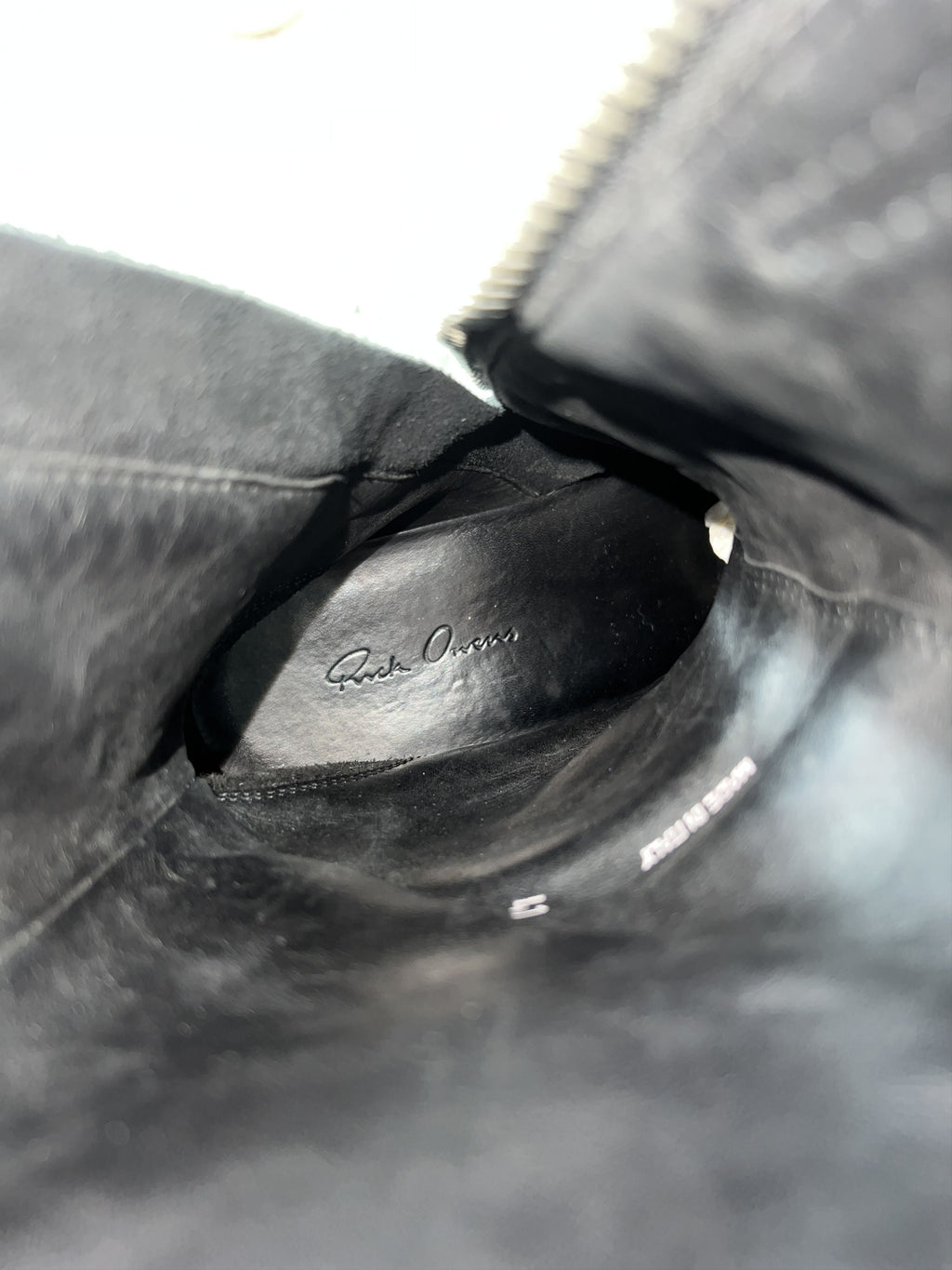 Rick Owens Distressed Leather Zip Boots Black EU41